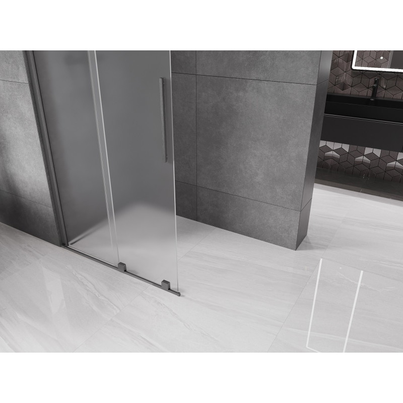 Mexen Velar perete de duș glisant Walk-in 90 x 200 cm, mat 8 mm, gri armă periat - 871-090-000-33-66
