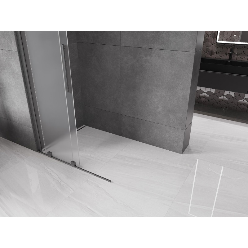 Mexen Velar perete de duș glisant Walk-in 90 x 200 cm, mat 8 mm, gri armă periat - 871-090-000-33-66