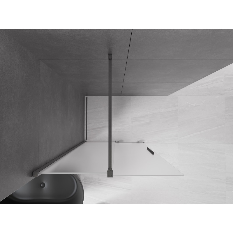 Mexen Velar Walk-in eltolható zuhanyfal 90 x 200 cm, homályos, 8 mm, kefélt pisztolyszürke - 871-090-000-33-66