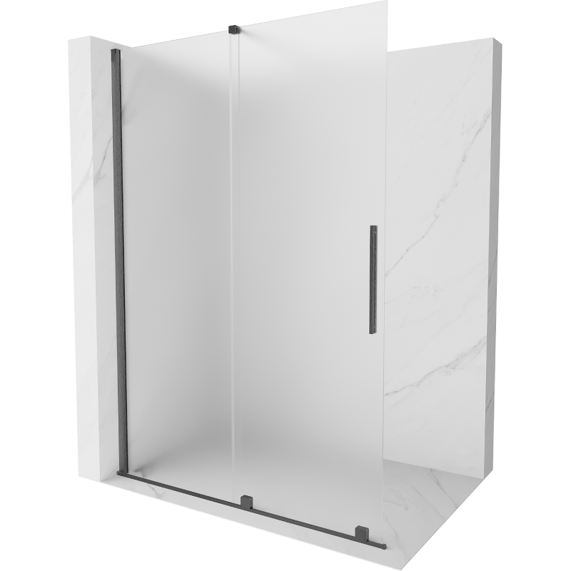 Mexen Velar toló zuhanyfal Walk-in 140 x 200 cm, homokfújt 8 mm, fém szürke csiszolt - 871-140-000-33-66
