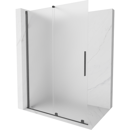 Mexen Velar toló zuhanyfal Walk-in 140 x 200 cm, homokfújt 8 mm, fém szürke csiszolt - 871-140-000-33-66