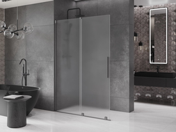 Mexen Velar mozgatható Walk-in zuhanyfal 160 x 200 cm, matt üveg 8 mm, gun gray kefélt - 871-160-000-33-66