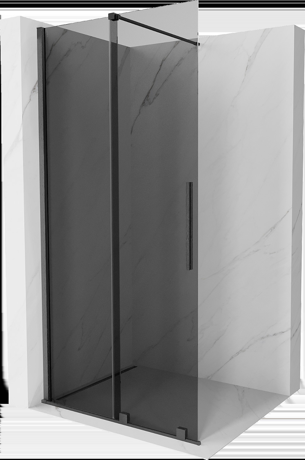 Mexen Velar pereți de duș extensibili Walk-in 80 x 200 cm, grafit 8 mm, gun gray periat - 871-080-000-43-66