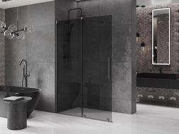 Mexen Velar toló zuhanyfal Walk-in 140 x 200 cm, grafit 8 mm, szálcsiszolt pisztoly szürke - 871-140-000-43-66