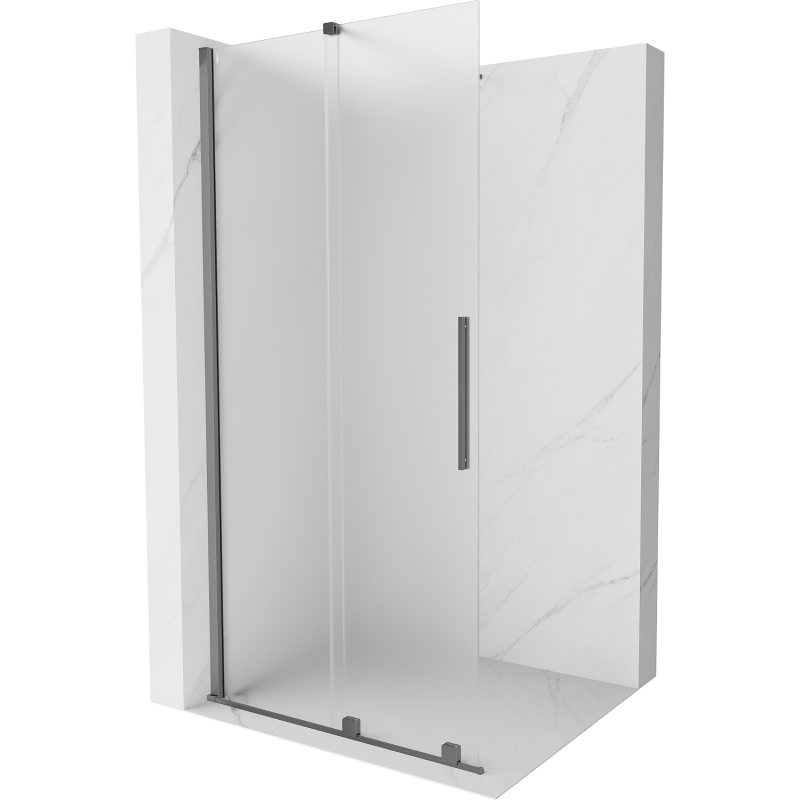 Mexen Velar walk-in tolóajtós zuhanyfal 120 x 200 cm, mattított 8 mm, sötét fém - 871-120-000-33-95