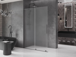 Mexen Velar perete duș extensibil Walk-in 140 x 200 cm, sticlă mată 8 mm, gun metal - 871-140-000-33-95