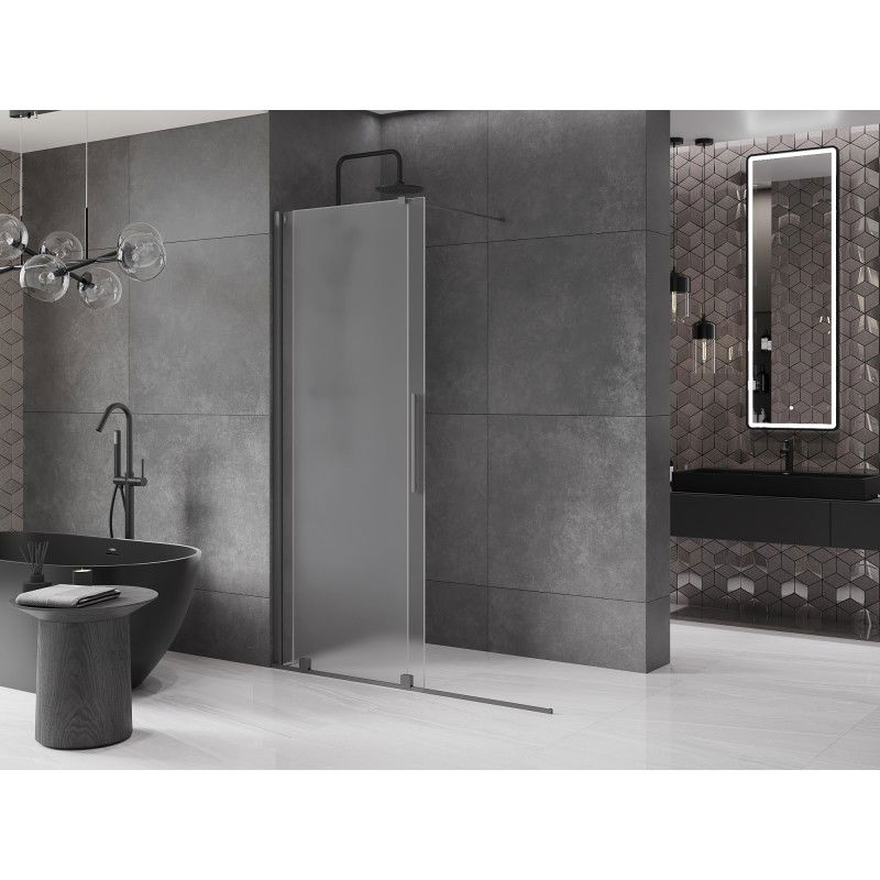 Mexen Velar perete de duș culisant Walk-in 140 x 200 cm, îngheț 8 mm, gun metal - 871-140-000-33-95