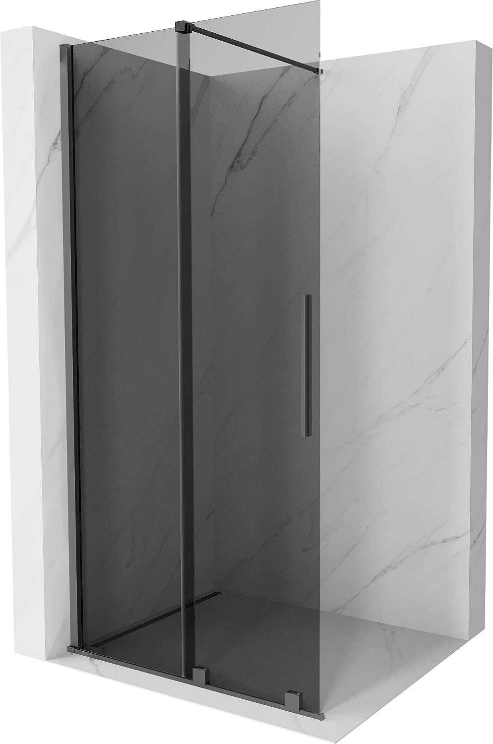 Mexen Velar perete duș glisant Walk-in 75 x 200 cm, grafit 8 mm, gun metal - 871-075-000-43-95