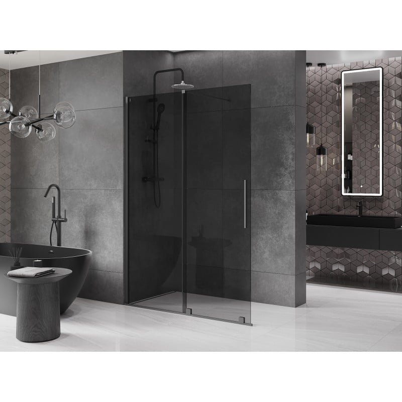 Mexen Velar Pereți pentru duș extensibili Walk-in 150 x 200 cm, grafit 8 mm, gun metal - 871-150-000-43-95