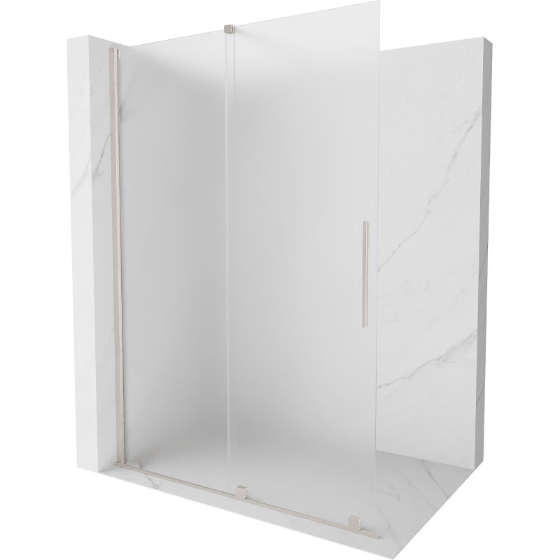Mexen Velar modulos zuhanyfal, összecsukható Walk-in 140 x 200 cm, matt üveg 8 mm, kefélt nikkel - 871-140-000-33-97