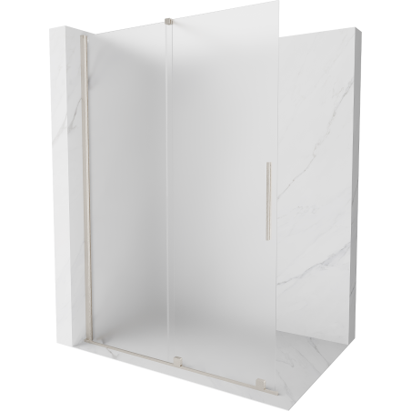 Mexen Velar modulos zuhanyfal, összecsukható Walk-in 140 x 200 cm, matt üveg 8 mm, kefélt nikkel - 871-140-000-33-97