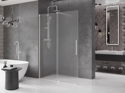 Mexen Velar modulos zuhanyfal, összecsukható Walk-in 140 x 200 cm, matt üveg 8 mm, kefélt nikkel - 871-140-000-33-97