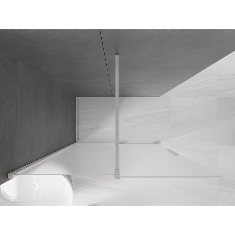Mexen Velar panou de duș glisant Walk-in 140 x 200 cm, înghețat 8 mm, nichel periat - 871-140-000-33-97
