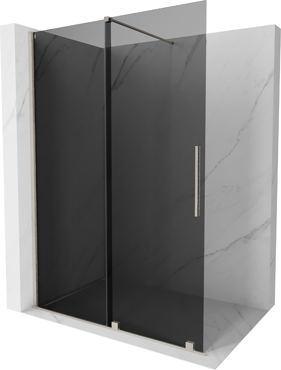 Mexen Velar perete duș extensibil Walk-in 150 x 200 cm, grafit 8 mm, nichel periat - 871-150-000-43-97