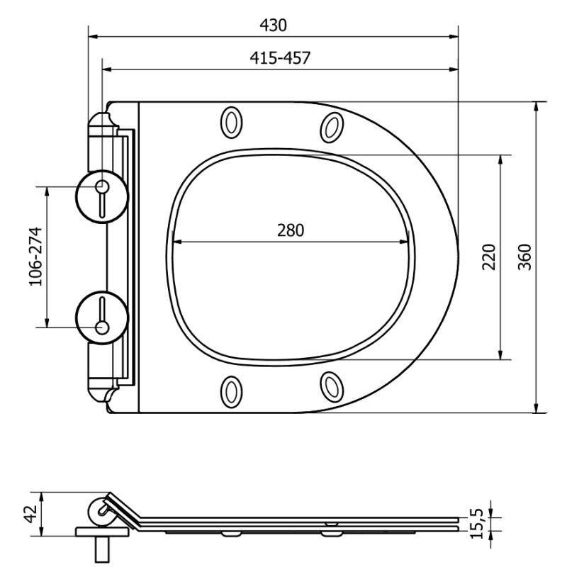 Mexen Lena lassan záródó slim, duroplast, fekete fényes - 39242070