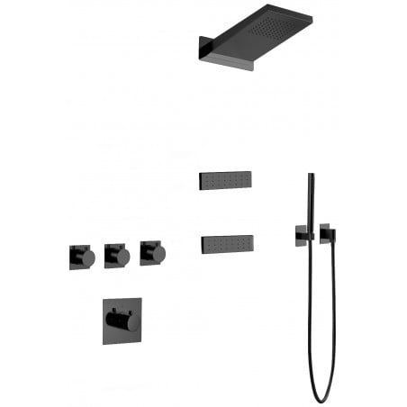Mexen Fall set de duș încastrat, negru - 7602-04-70