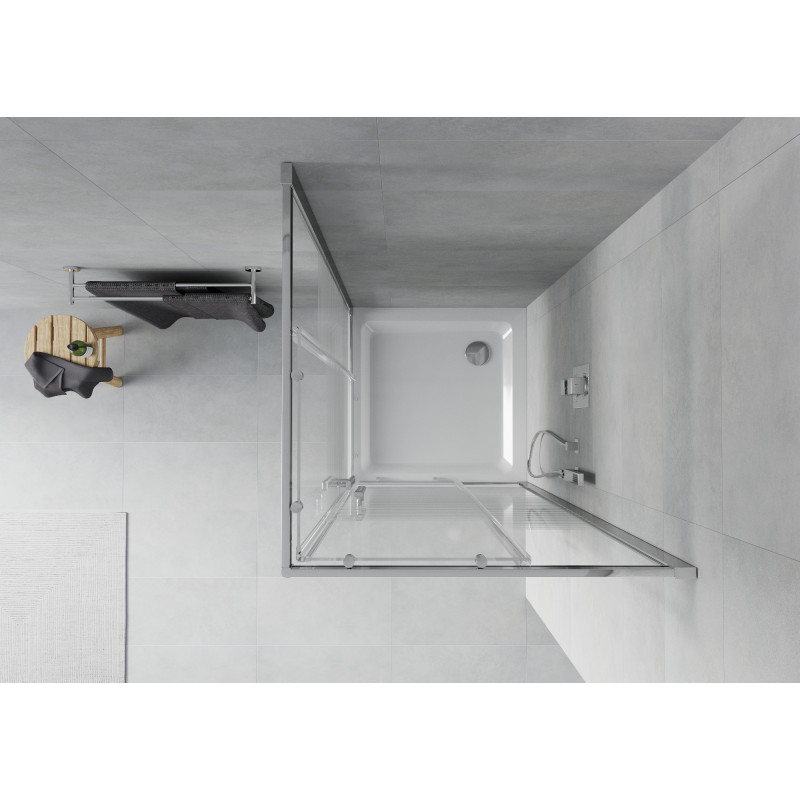 Mexen Rio cabina de duș pătrată 70 x 70 cm, dungi albe, crom + cadă Flat, alb - 860-070-070-01-20-4010