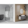Mexen Rio cabină de duș pătrată 80 x 80 cm, Dungi, Crom + cadă de duș Flat, Albă - 860-080-080-01-20-4010