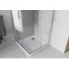 Mexen Rio cabină de duș pătrată 80 x 80 cm, Dungi, Crom + cadă de duș Flat, Albă - 860-080-080-01-20-4010