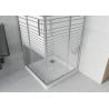 Mexen Rio cabină de duș pătrată 90 x 90 cm, Dungi, Crom + cadă de duș Flat, Albă - 860-090-090-01-20-4010