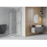 Mexen Rio cabină de duș pătrată 80 x 80 cm, Înghețat, Crom + cadă de duș Flat, Albă - 860-080-080-01-30-4010