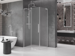 Mexen Velar L cabină de duș glisantă 100 x 90 cm, înghețat, crom - 871-100-090-33-01