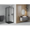 Mexen Rio cabină de duș pătrată 80 x 80 cm, transparent, Neagră + cadă de duș Flat, Neagră - 860-080-080-70-00-4070B