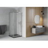 Mexen Rio négyzet alakú zuhanykabin 90 x 90 cm, jégvirág, króm + Flat zuhanytálca, fekete - 860-090-090-01-30-4070