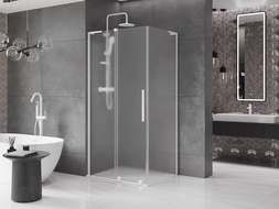 Mexen Velar L cabină de duș glisantă 100 x 75 cm, geam mat, albă - 871-100-075-33-20