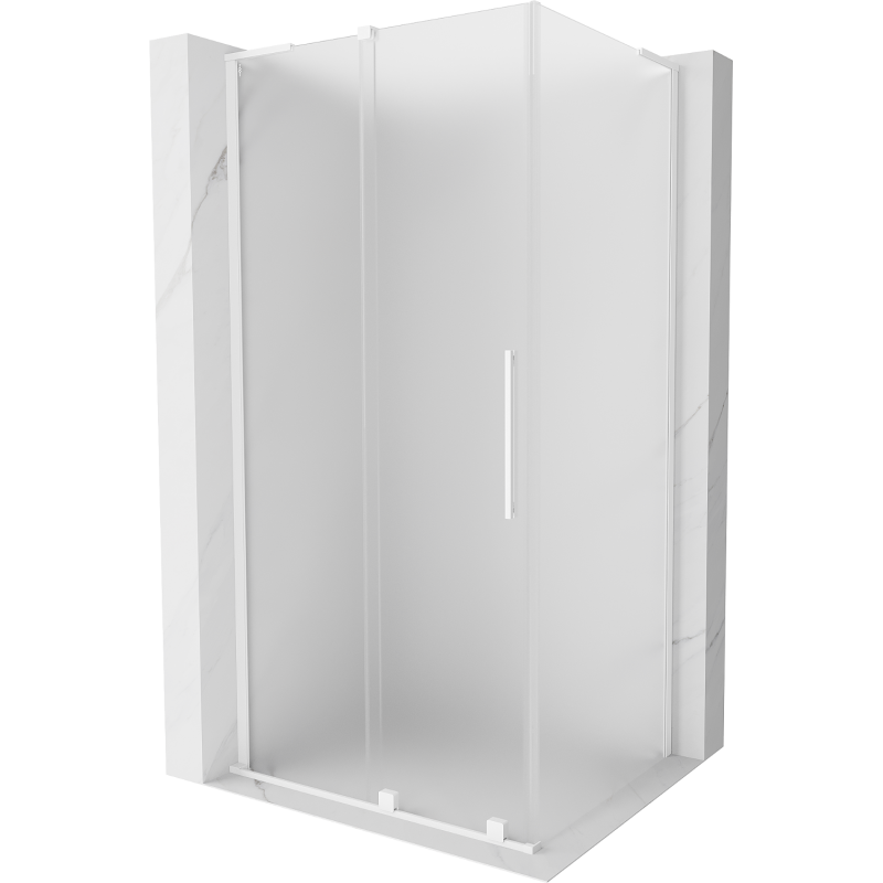 Mexen Velar L cabină de duș glisantă 100 x 85 cm, înghețată, albă - 871-100-085-33-20