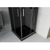 Mexen Rio cabina de duș pătrată 80 x 80 cm, grafit, crom + cadă Flat, negru - 860-080-080-01-40-4070