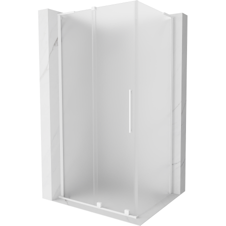 Mexen Velar L cabină de duș culisantă 100 x 80 cm, înghețat, albă - 871-100-080-33-20