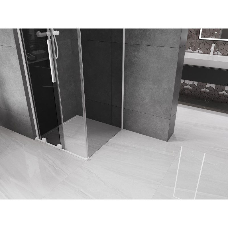 Mexen Velar L tolóajtós zuhanykabin 100 x 100 cm, grafit, fehér - 871-100-100-43-20