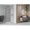Mexen Rio zuhanykabin félköríves 80 x 80 cm, átlátszó, króm + Flat zuhanytálca, fehér - 863-080-080-01-00-4110