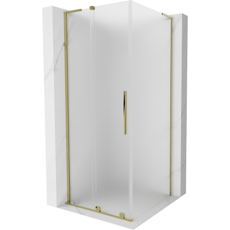 Mexen Velar L cabină de duș glisantă 100 x 100 cm, înghețată, aurie - 871-100-100-33-50