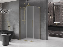 Mexen Velar L cabină de duș glisantă 90 x 80 cm, înghețat, auriu - 871-090-080-33-50