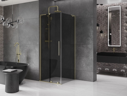 Cabină de duș glisantă Mexen Velar L 90 x 90 cm, grafit, auriu - 871-090-090-43-50