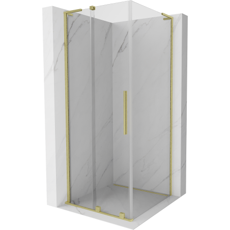 Mexen Velar L cabină de duș glisantă 100 x 100 cm, transparentă, auriu periat - 871-100-100-03-55