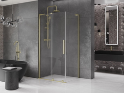 Mexen Velar L cabină de duș glisantă 90 x 70 cm, transparent, auriu periat - 871-090-070-03-55
