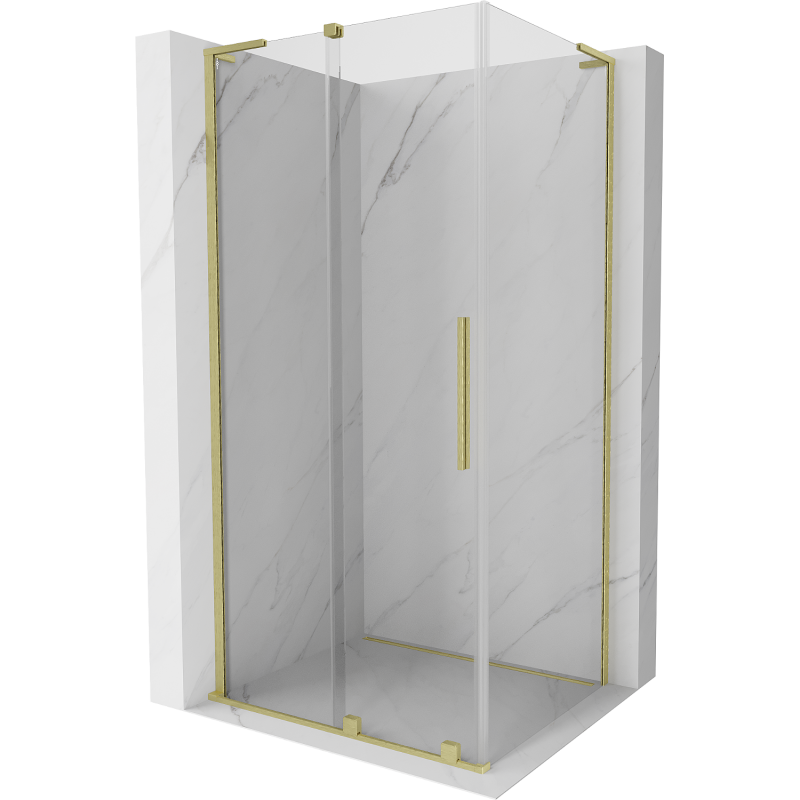Mexen Velar L cabină de duș glisantă 90 x 85 cm, transparentă, aurie periată - 871-090-085-03-55