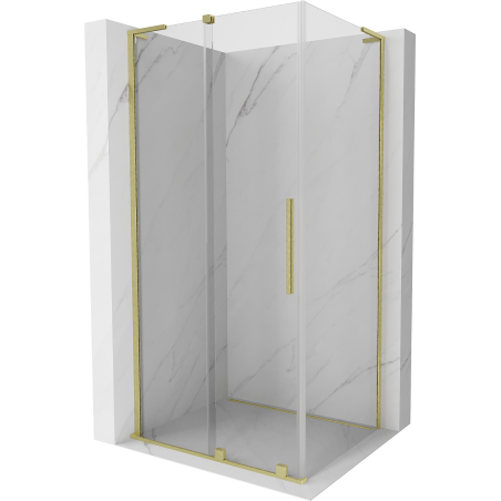 Mexen Velar L cabină de duș glisantă 90 x 85 cm, transparentă, aurie periată - 871-090-085-03-55