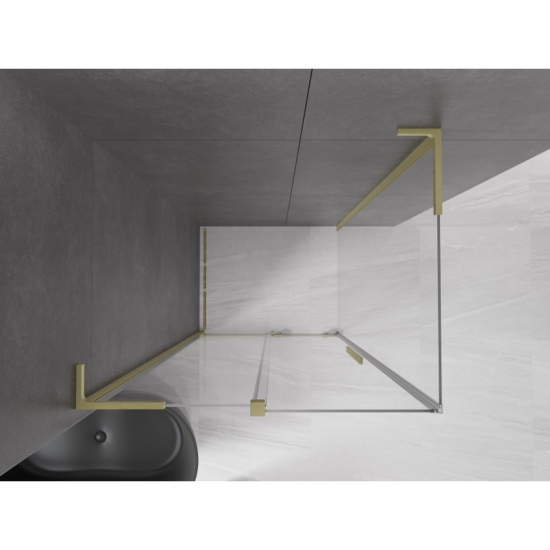 Mexen Velar L cabină de duș glisantă 100 x 80 cm, transparentă, aurie periată - 871-100-080-03-55