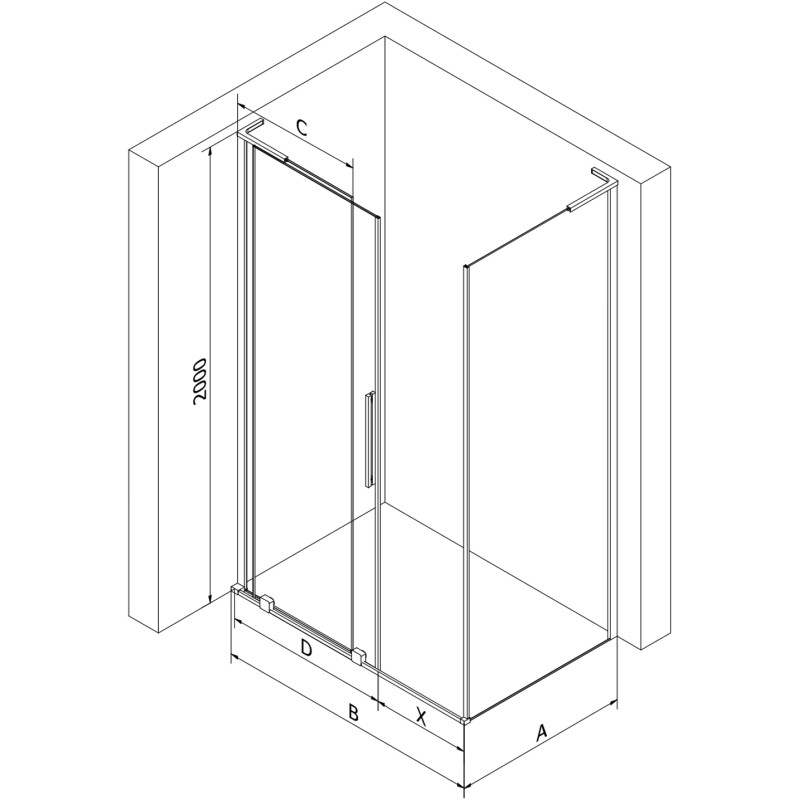 Mexen Velar L cabină de duș glisantă 100 x 80 cm, transparentă, aurie periată - 871-100-080-03-55