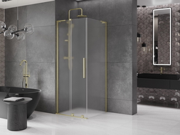 Cabină de duș glisantă Mexen Velar L 110 x 110 cm, înghețat, auriu periat - 871-110-110-33-55