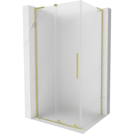 Cabină de duș glisantă Mexen Velar L 90 x 100 cm, înghețat, auriu periat - 871-090-100-33-55