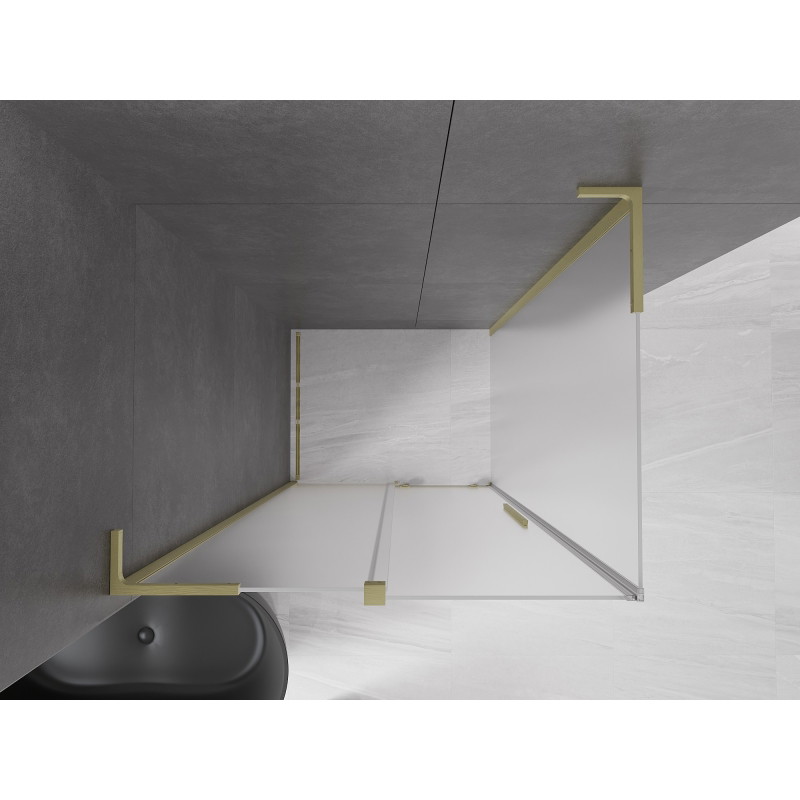 Mexen Velar L cabina de duș culisantă 100 x 120 cm, înghețat, auriu periat - 871-100-120-33-55