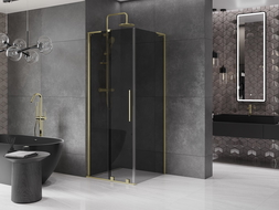 Mexen Velar L cabină de duș culisantă 90 x 90 cm, grafit, auriu periat - 871-090-090-43-55
