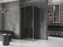 Mexen Velar L cabină de duș glisantă 100 x 90 cm, grafit, auriu periat - 871-100-090-43-55