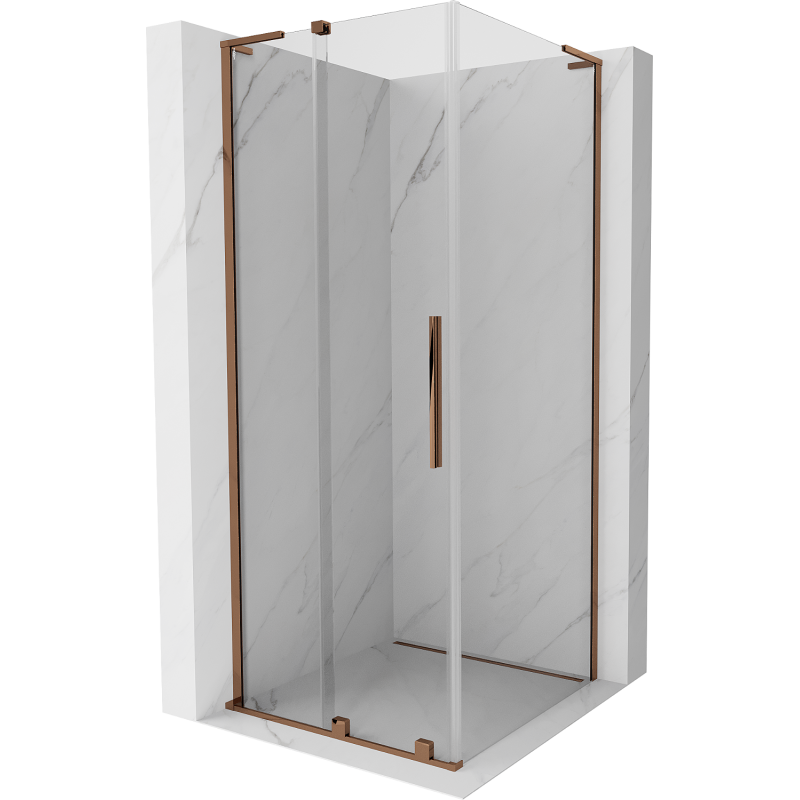 Mexen Velar L cabină de duș glisantă 100 x 100 cm, transparent, aur roz - 871-100-100-03-60