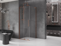 Mexen Velar L cabină de duș culisantă 120 x 120 cm, transparent, aur roz - 871-120-120-03-60